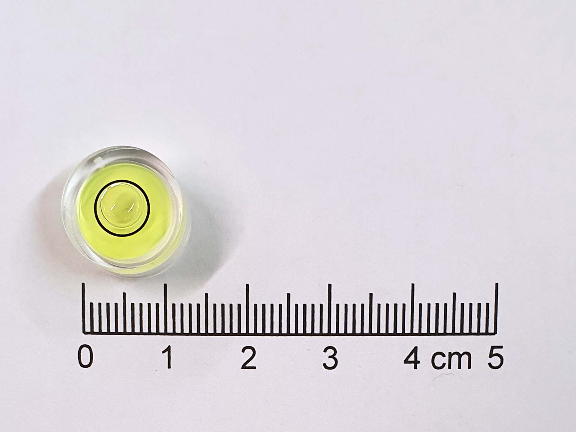 Libela kruhová  D 14, průměr 14mm,  žluto-zelená
